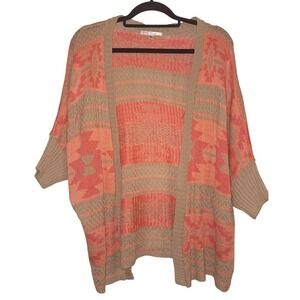 Say What? Midwestern Aztec Design Size Medium Sweater Cardigan Light Half Sleeve
